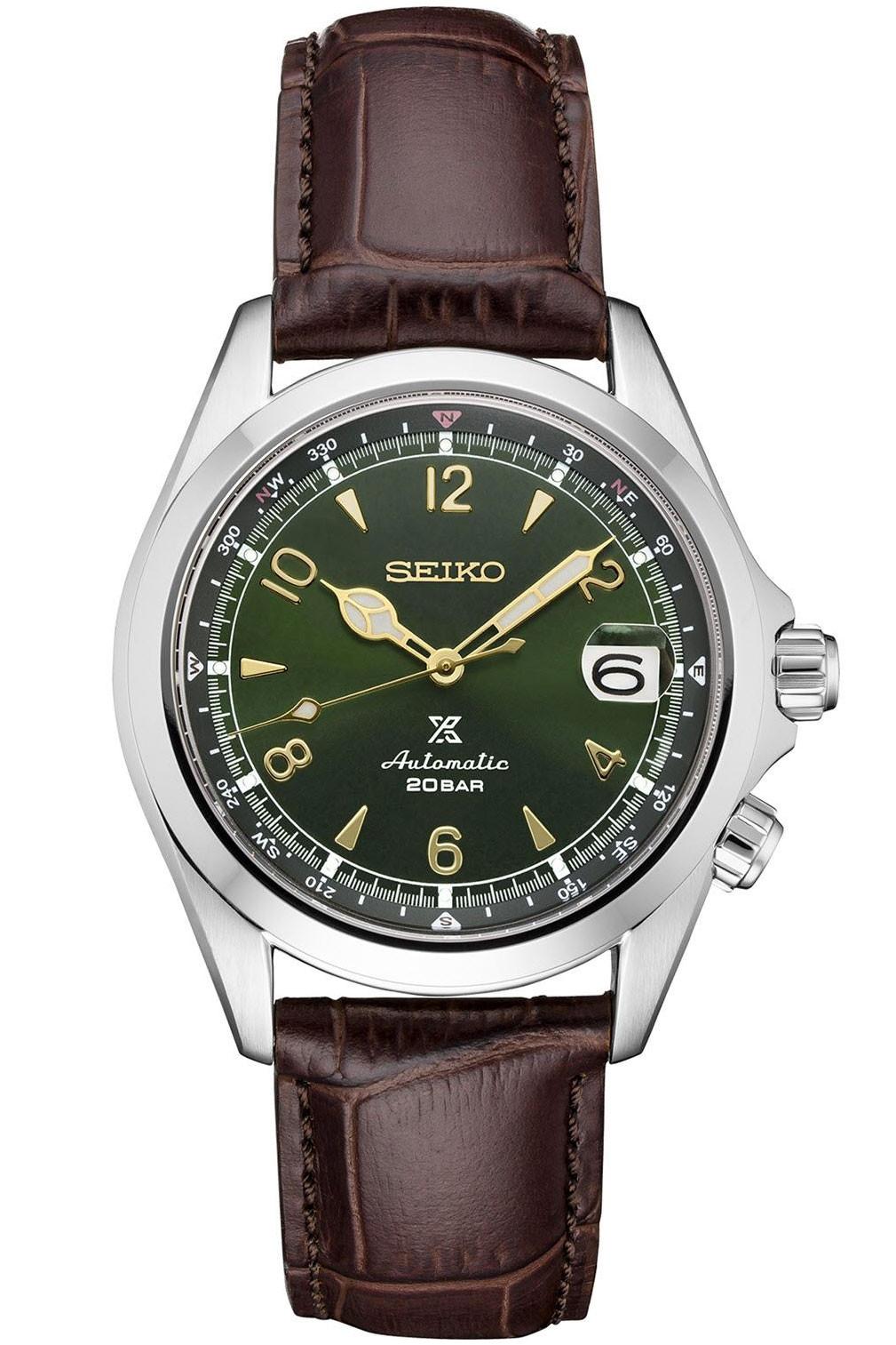 Seiko - Prospex 39.5 mm Automatic Green & Leather Strap SPB121J1