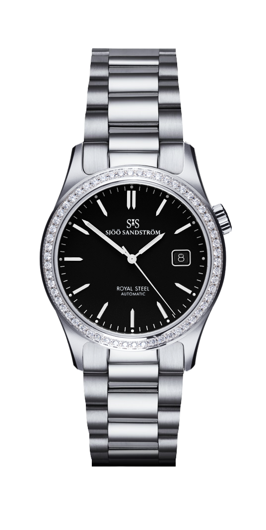 Sjöö Sandström - Royal Steel Classic 36 mm Diamond Bezel Black Dial & Steel Bracelet 020883