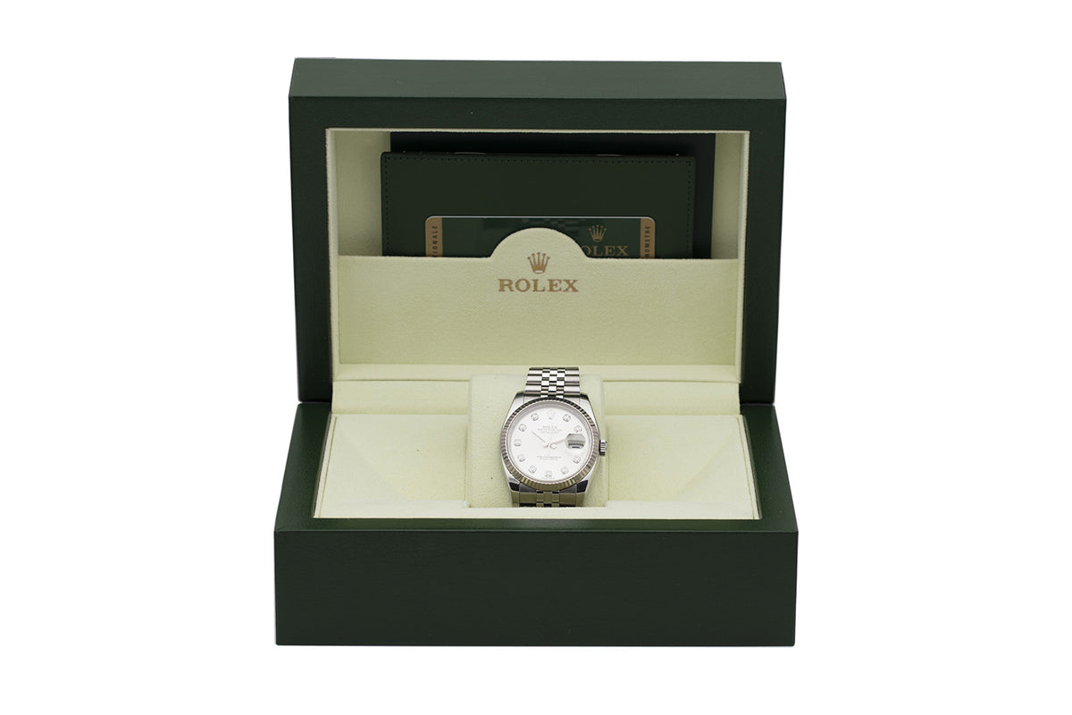 BEGAGNAD Rolex Datejust 36mm Silver & Diamanter Stål Vitguld 116234