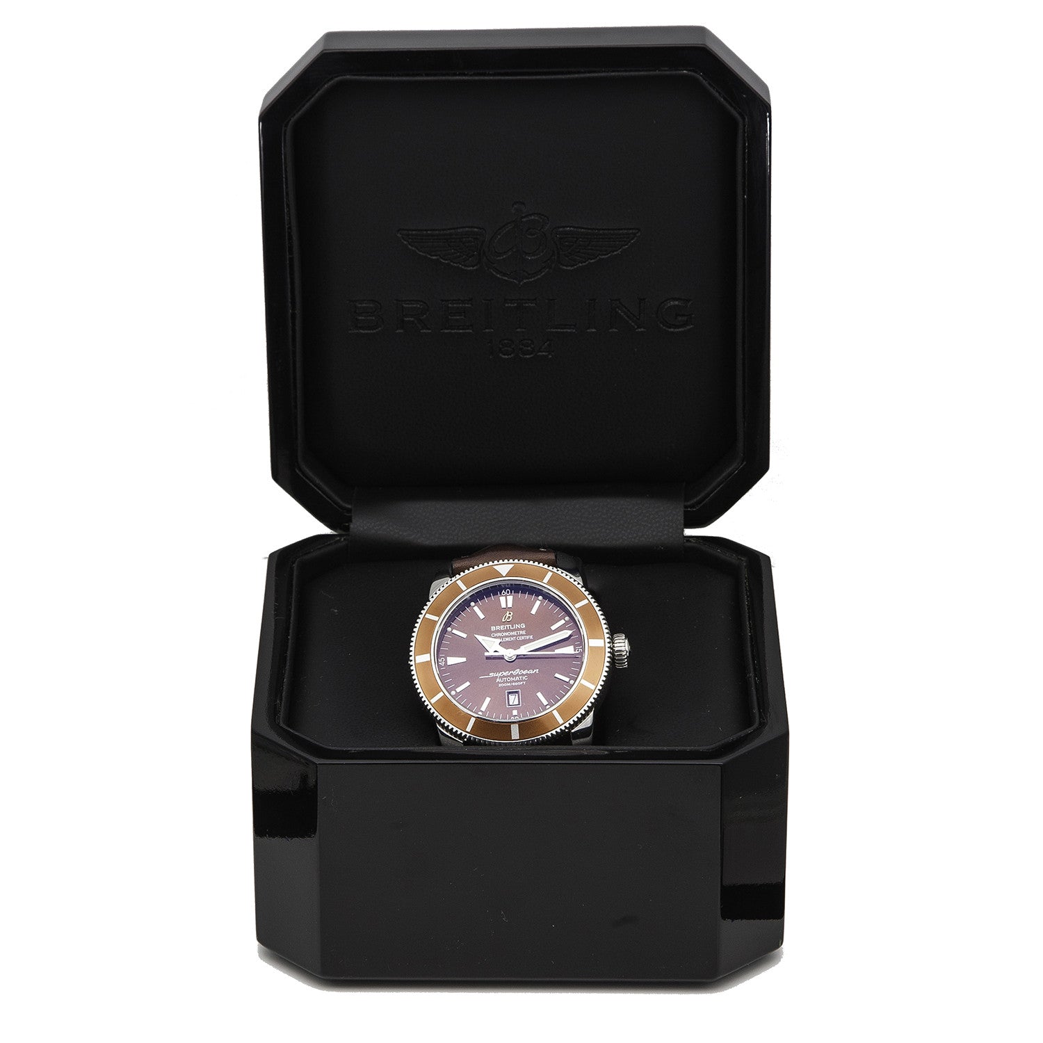 SÅLD - BEGAGNAD Breitling 46 mm Superocean Heritage Brun & Läder A17320
