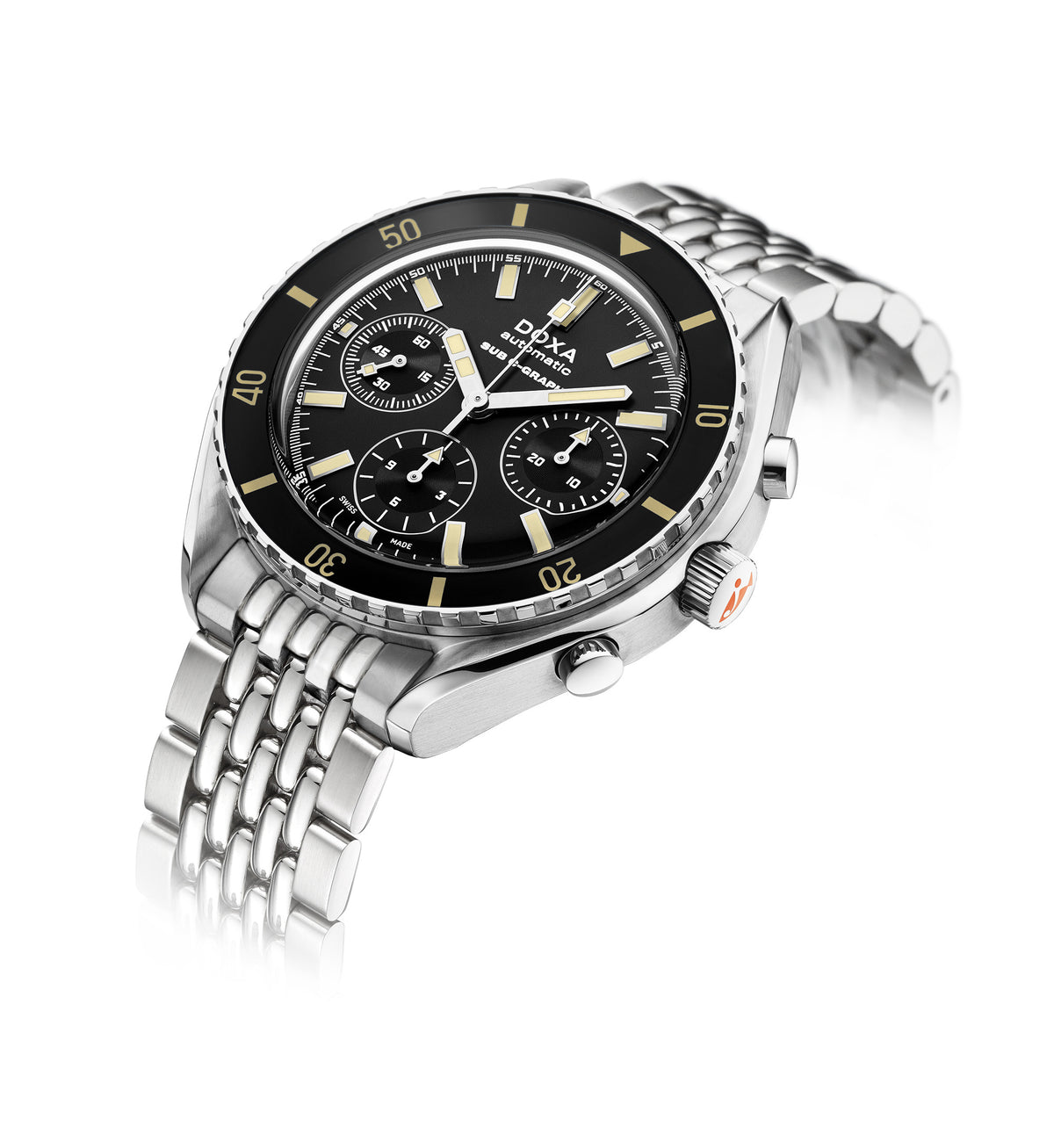DOXA - Sub 200 C-Graph Sharkhunter Svart & Stållänk 798.10.101.10