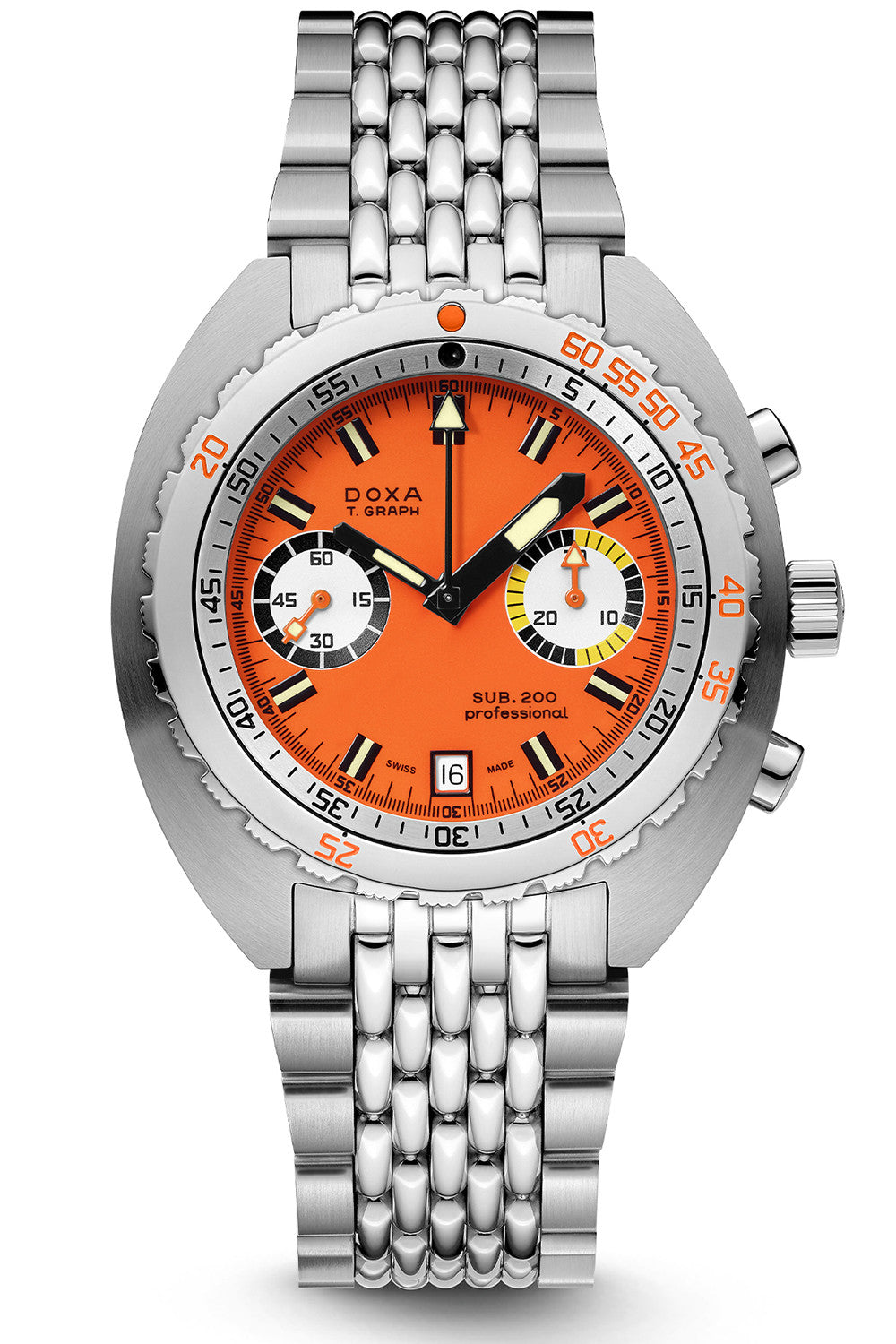 DOXA - SUB 200 T-GRAPH Professional Orange & Steel Bracelet 805.10.351.10