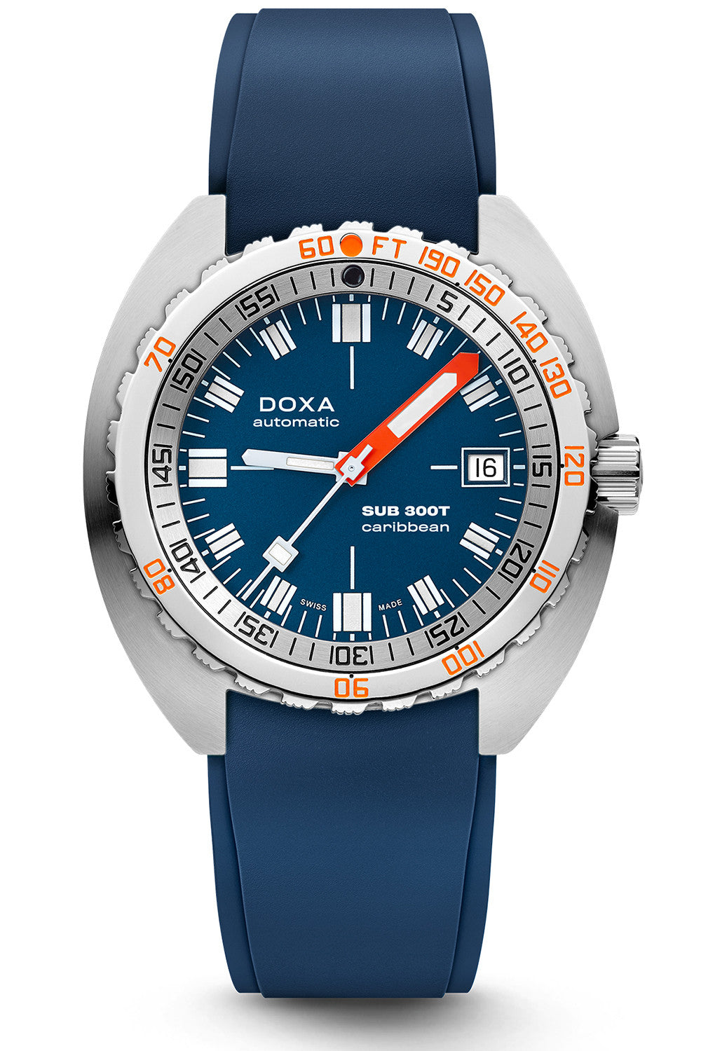 DOXA - SUB 300T Caribbean Navy Blue - Rubber Strap 840.10.201.32