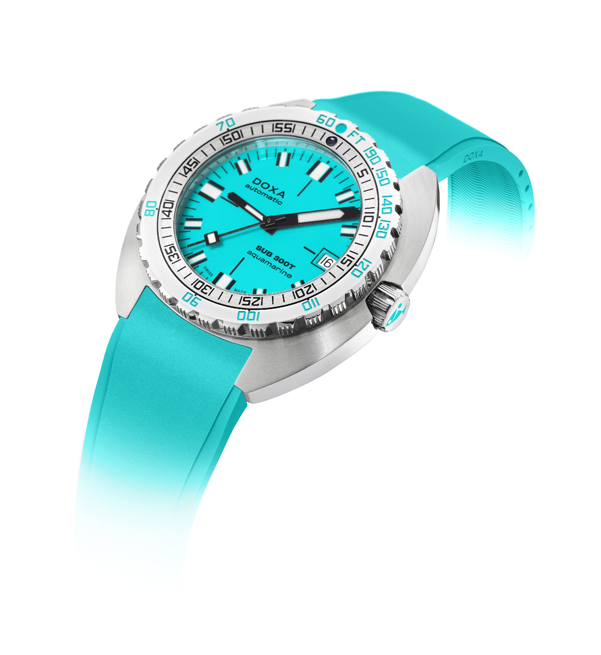 DOXA SUB 300T Aquamarine Turquoise & Rubber Strap 840.10.241.25