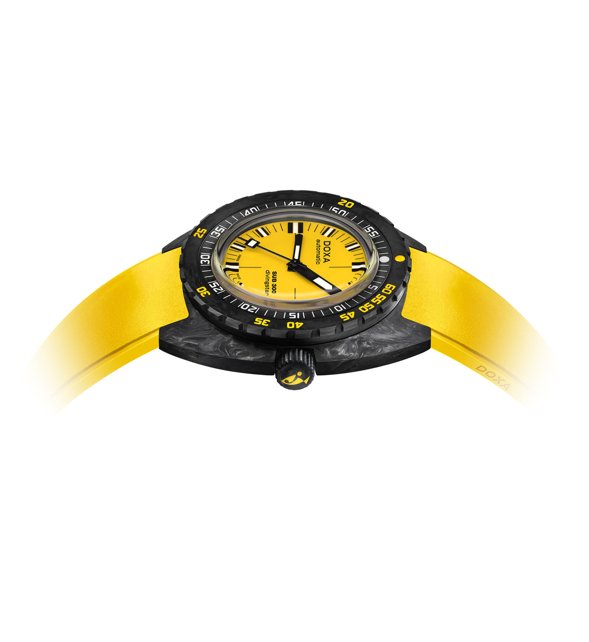 DOXA - Sub 300 Carbon Divingstar Yellow & gummiband 822.70.361.31