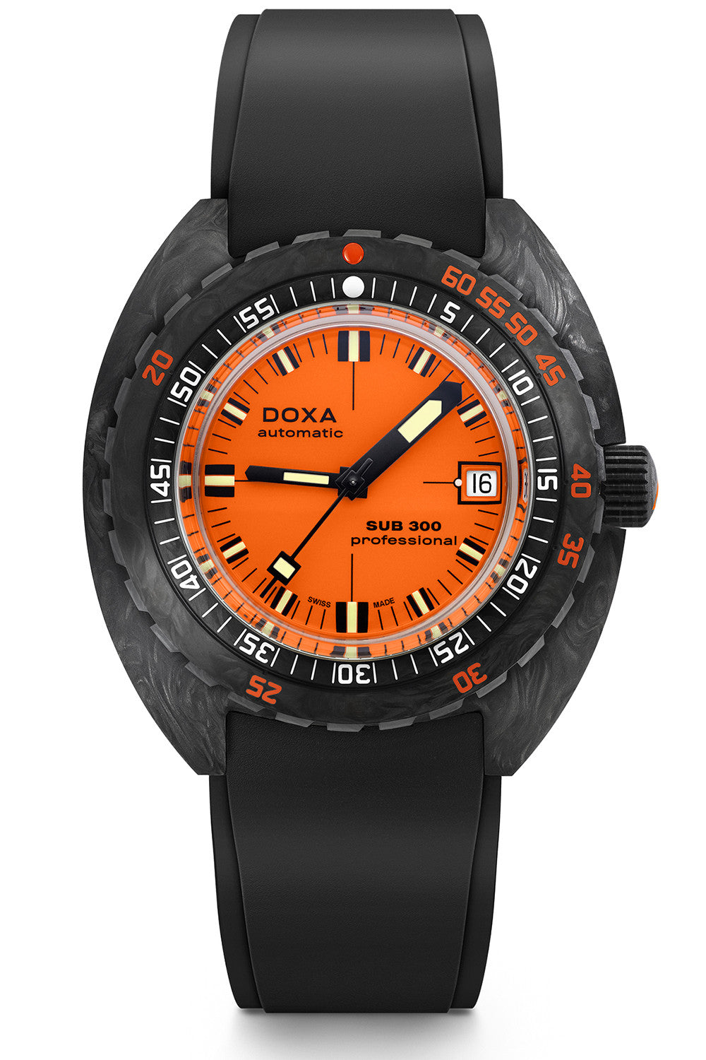 DOXA - Sub 300 Carbon Professional Orange & Gummiband 822.70.351.20