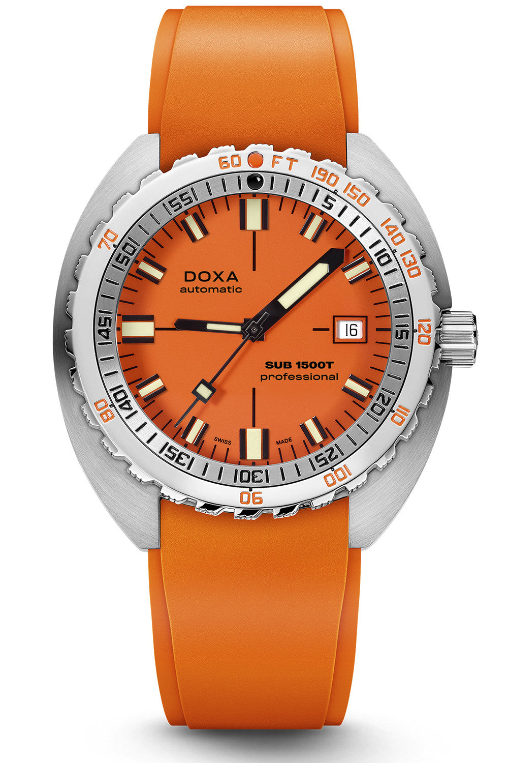 DOXA - Sub 1500T Professional Orange & Rubber Strap 883.10.351.21