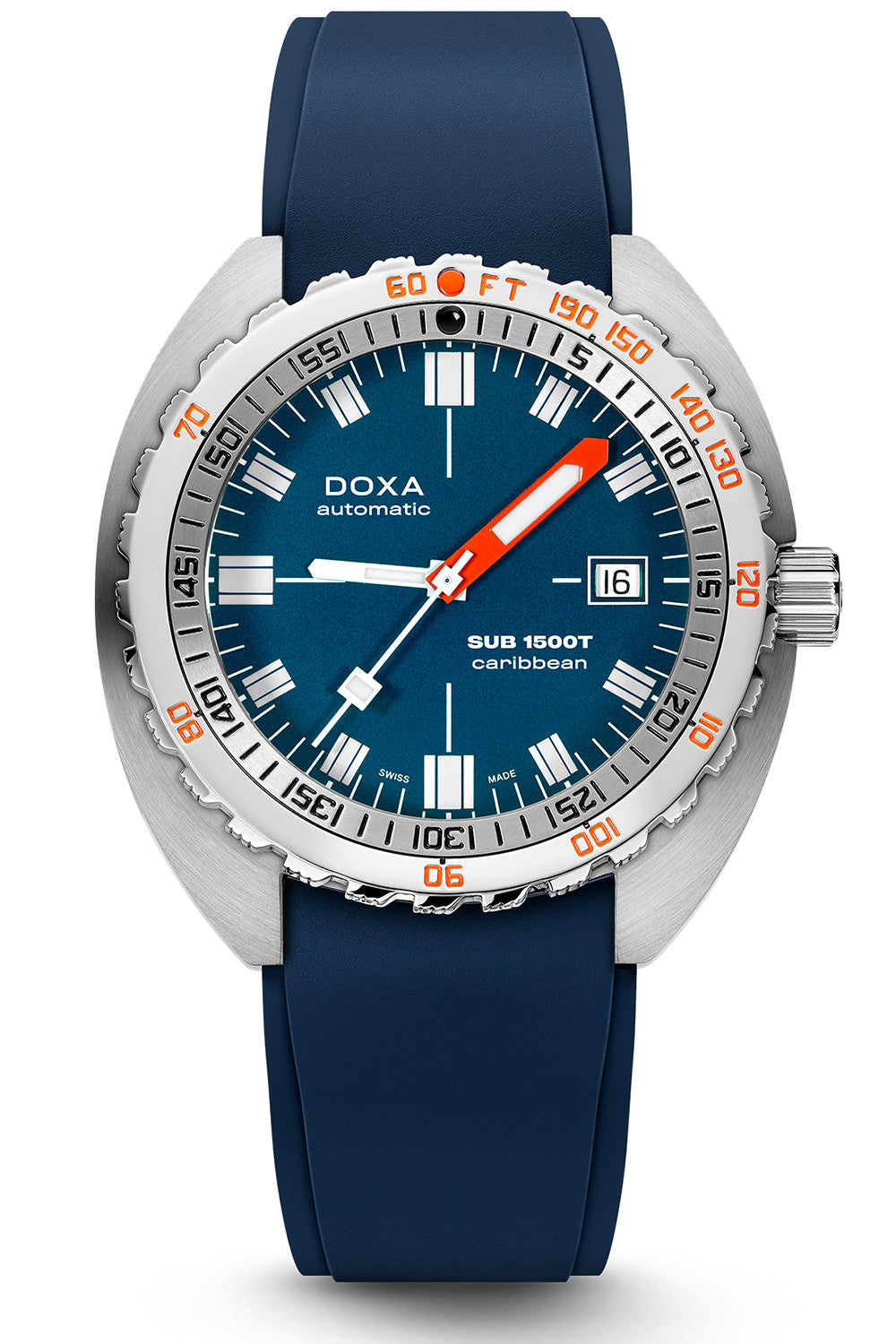 DOXA - Sub 1500T Caribbean Navy Blue & Rubber Strap 883.10.201.32