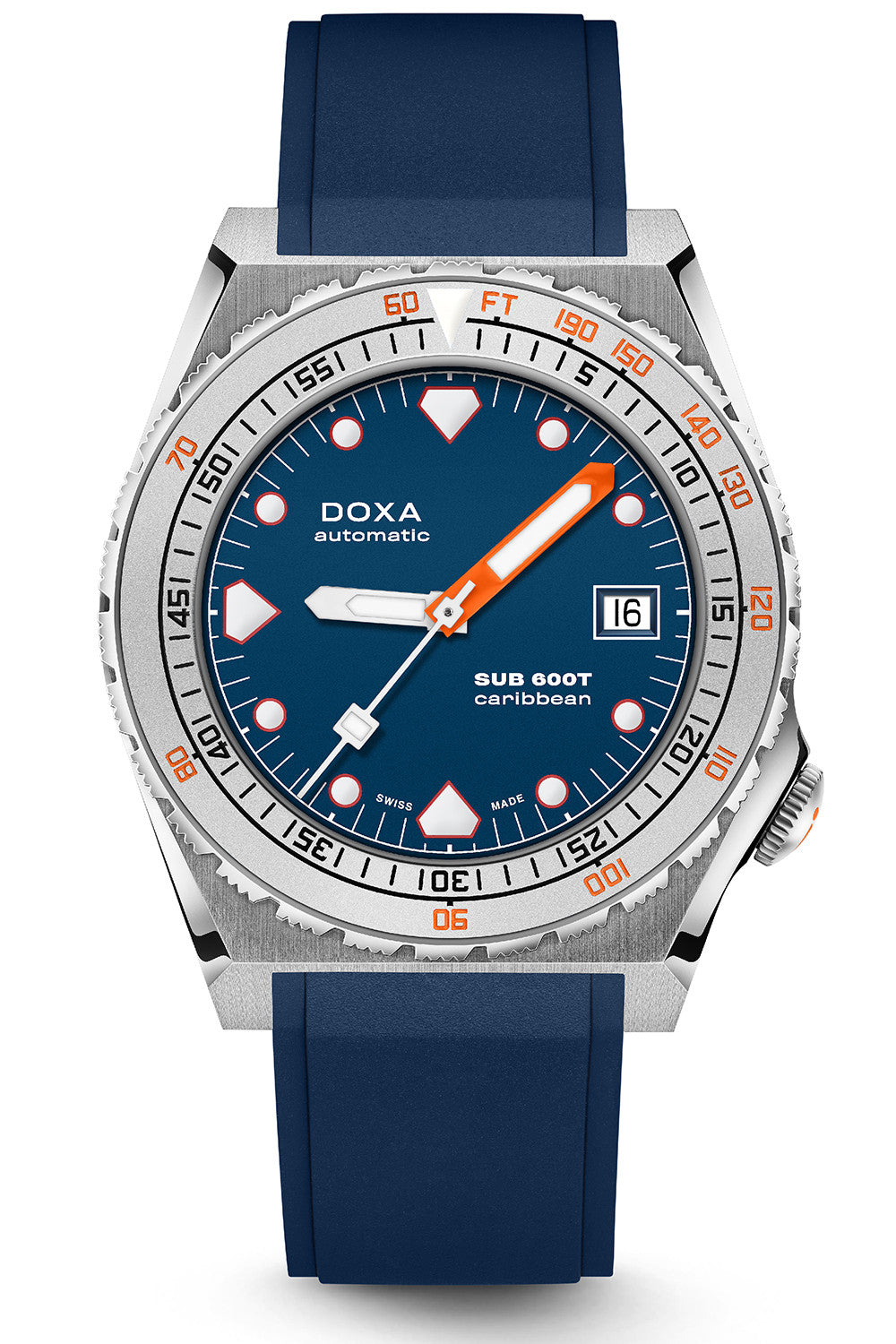 DOXA - Sub 600T Caribbean Navy Blue & Rubber Strap 862.10.101.20