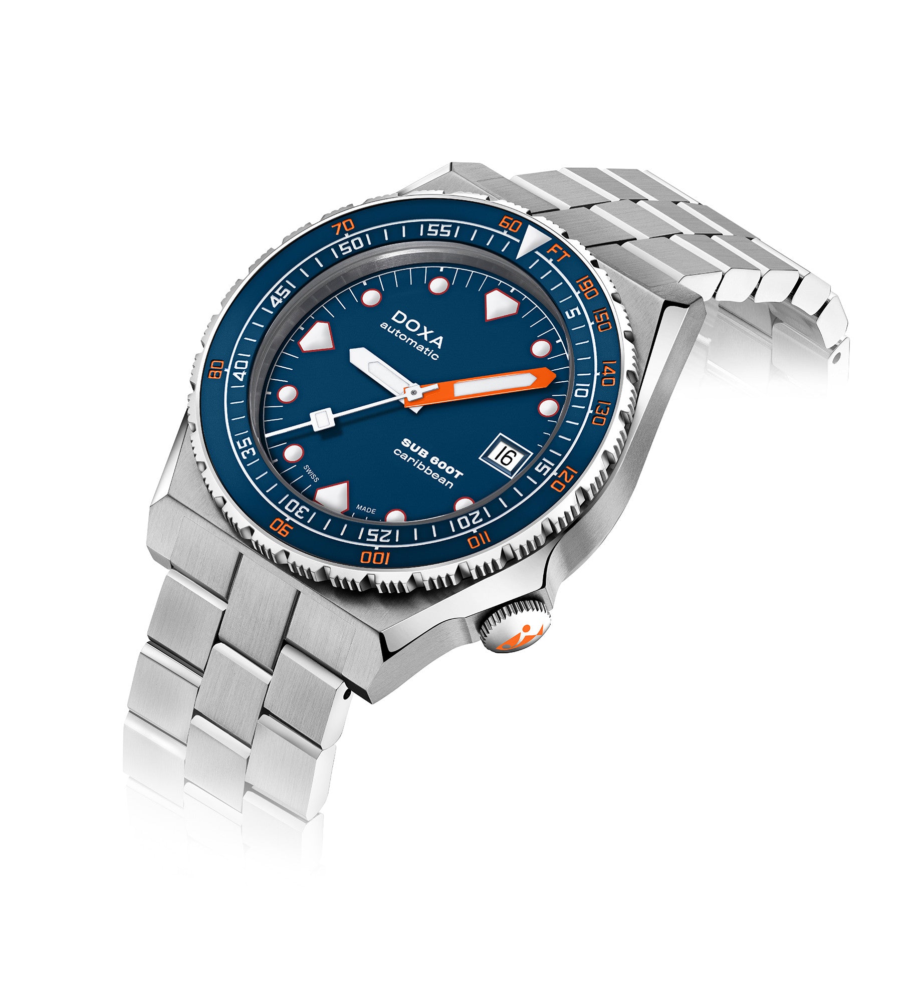 DOXA - Sub 600T Caribbean Ceramic Inlay Navy Blue & Steel Bracelet 861.10.201.10