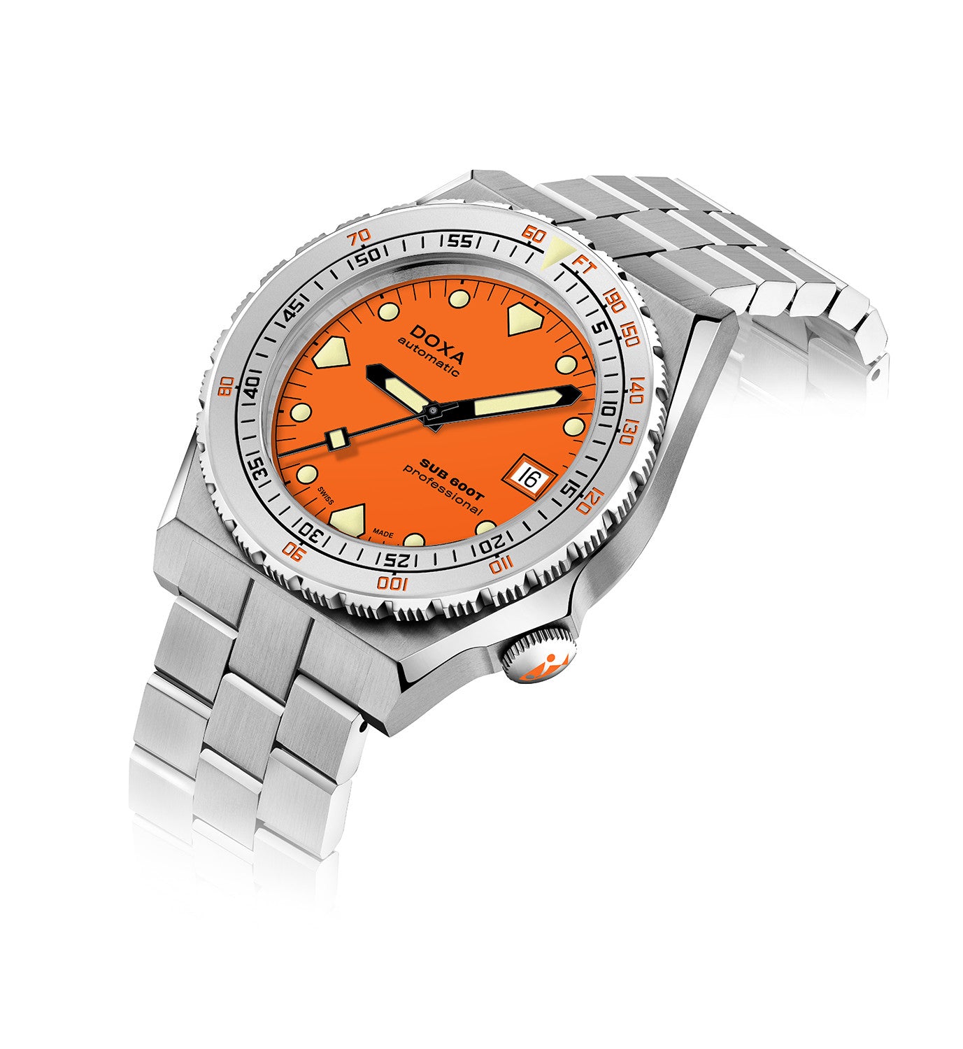 DOXA - Sub 600T Professional Orange & stållänk 862.10.351.10