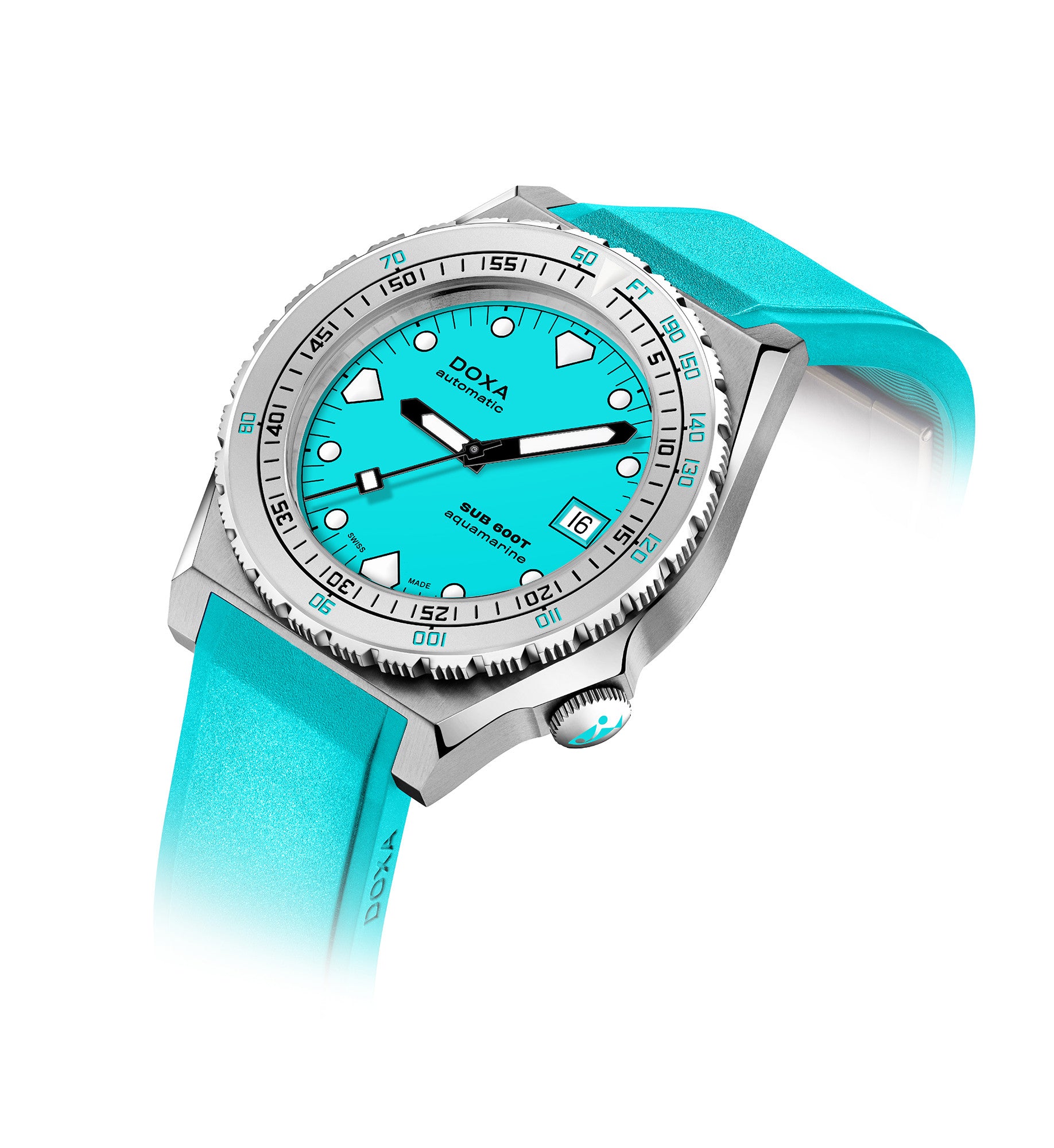 DOXA - Sub 600T Aquamarine Turkos & Gummiband 862.10.241.25