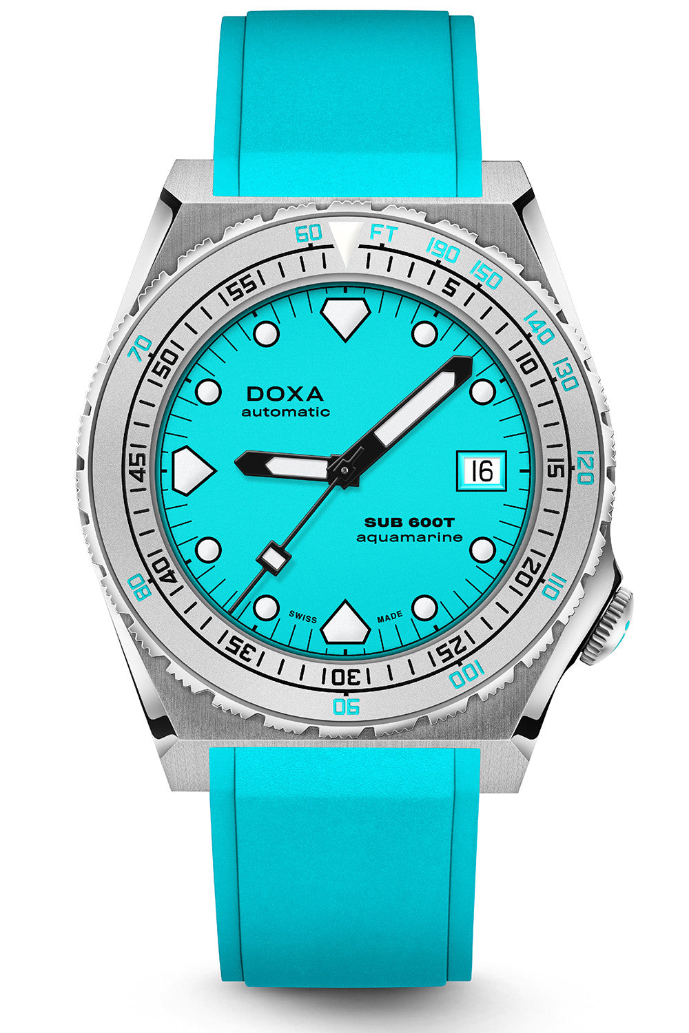 DOXA - Sub 600T Aquamarine Turkos & Gummiband 862.10.241.25