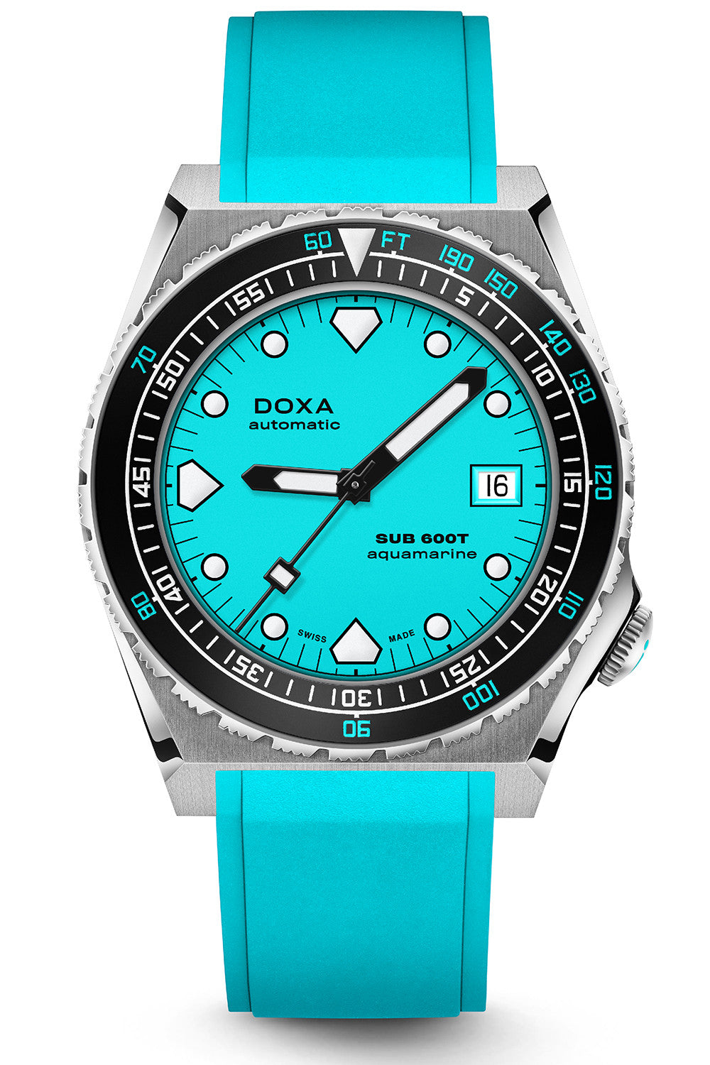 DOXA - Sub 600T Aquamarine Ceramic Inlay Turquoise & Rubber Strap 861.10.241.10