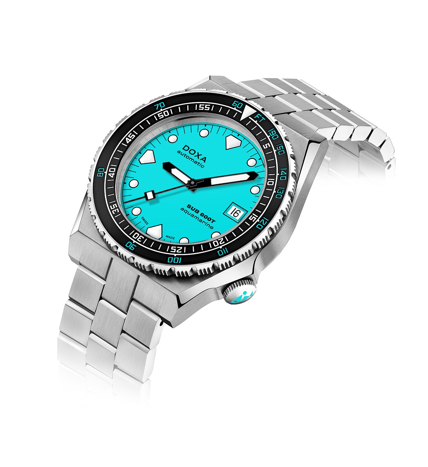 DOXA - Sub 600T Aquamarine Ceramic Inlay Turquoise & Steel Bracelet 861.10.241.10