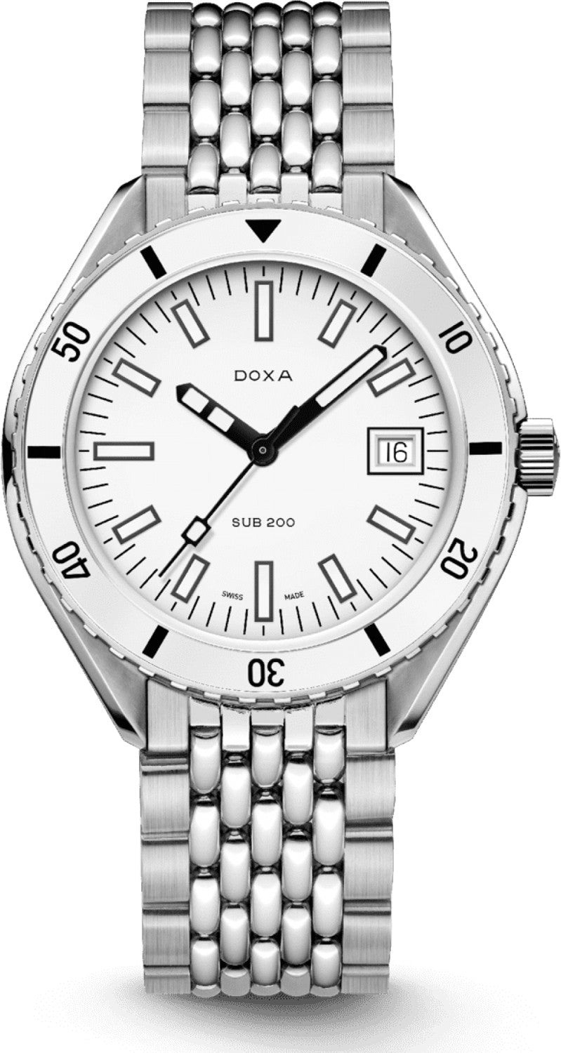 DOXA - SUB 200 Whitepearl White & Steel Bracelet 799.10.011.10