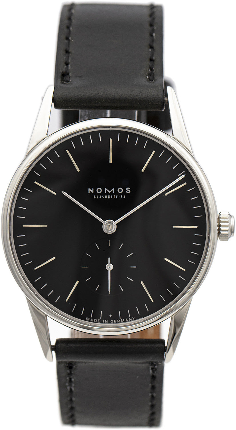 PRE-OWNED Nomos Orion 35 mm Manuell Black Steel Leather 307