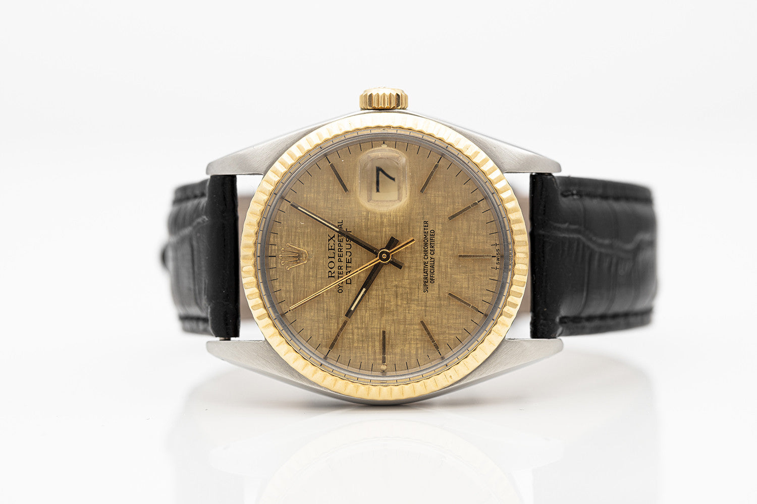 SÅLD - BEGAGNAD Rolex Datejust 36mm Stål/Guld Guld Linen Tavla & 16013