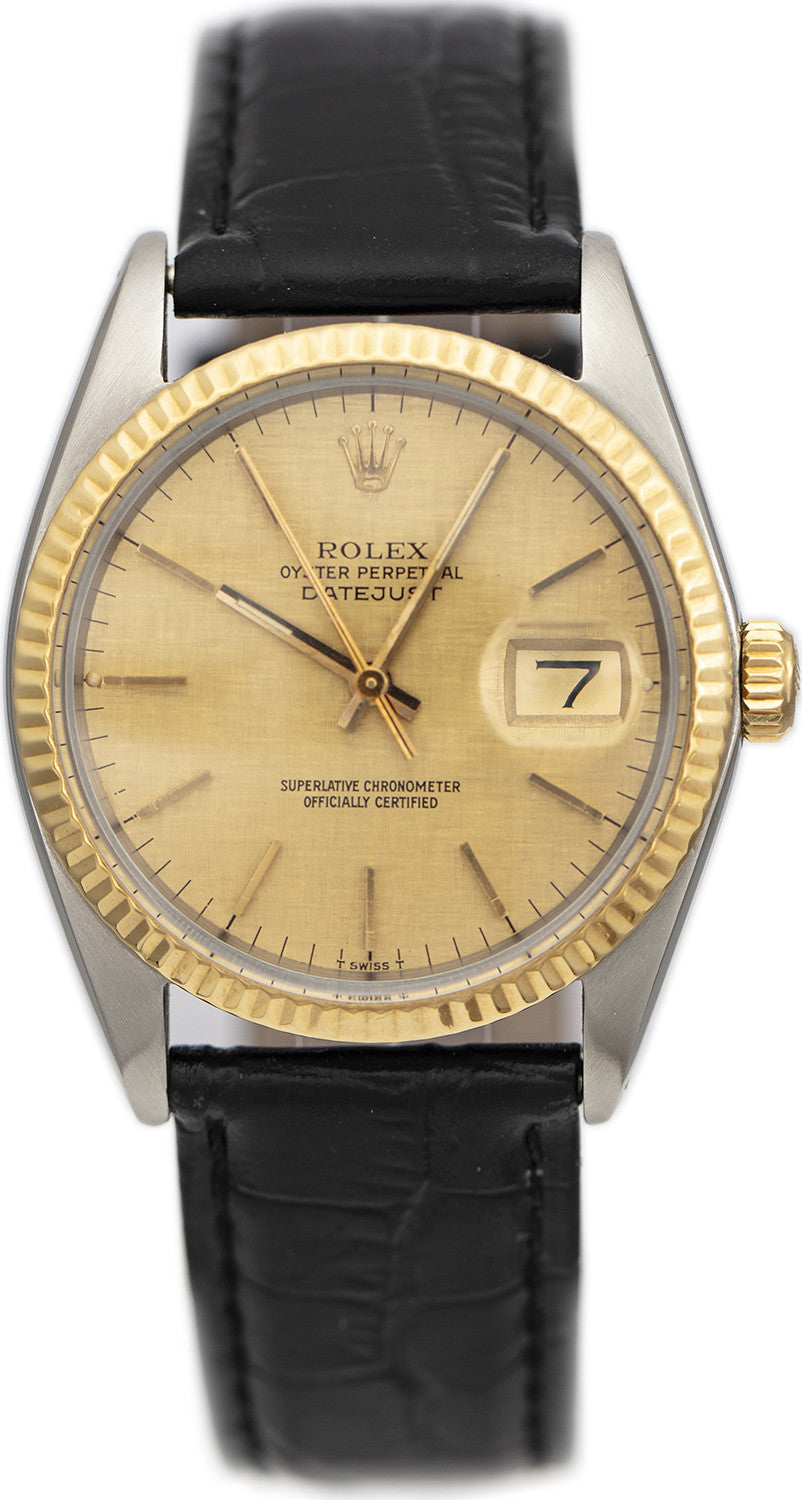 SÅLD - BEGAGNAD Rolex Datejust 36mm Stål/Guld Guld Linen Tavla & 16013