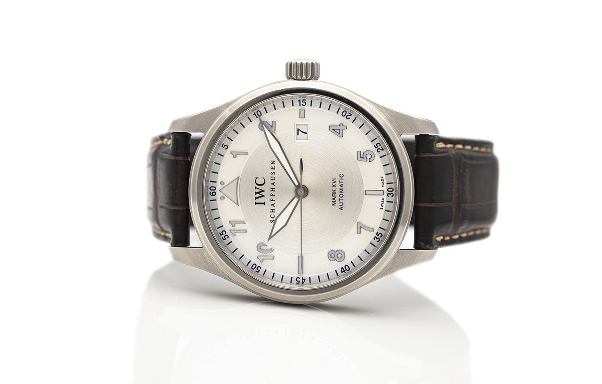 SOLD - PRE-OWNED IWC Mark XVI Spitfire Automatic 39 mm Silver & Leather strap IW325502