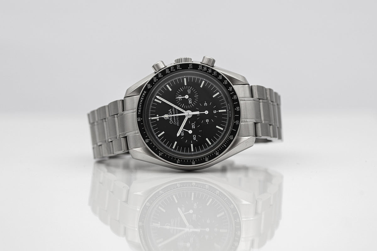 SOLD - PRE-OWNED Omega Speedmaster Professional Moonwatch Black & Seel Ref31130423001005