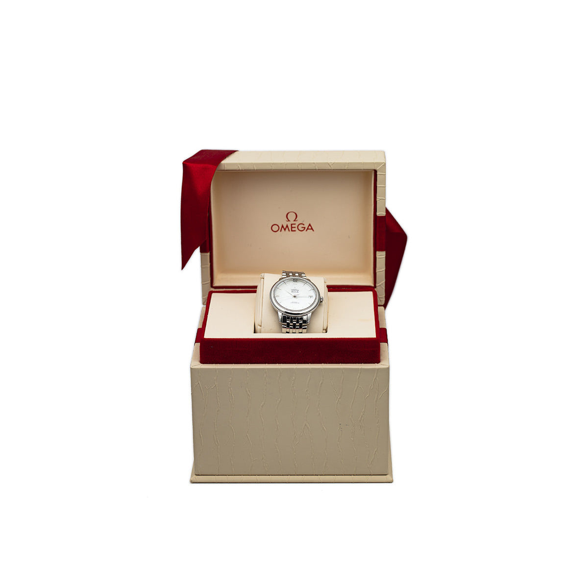 PRE-OWNED OMEGA De Ville Prestige Co-Axial Stainless Steel Mother of Pearl Ref 4241033200500