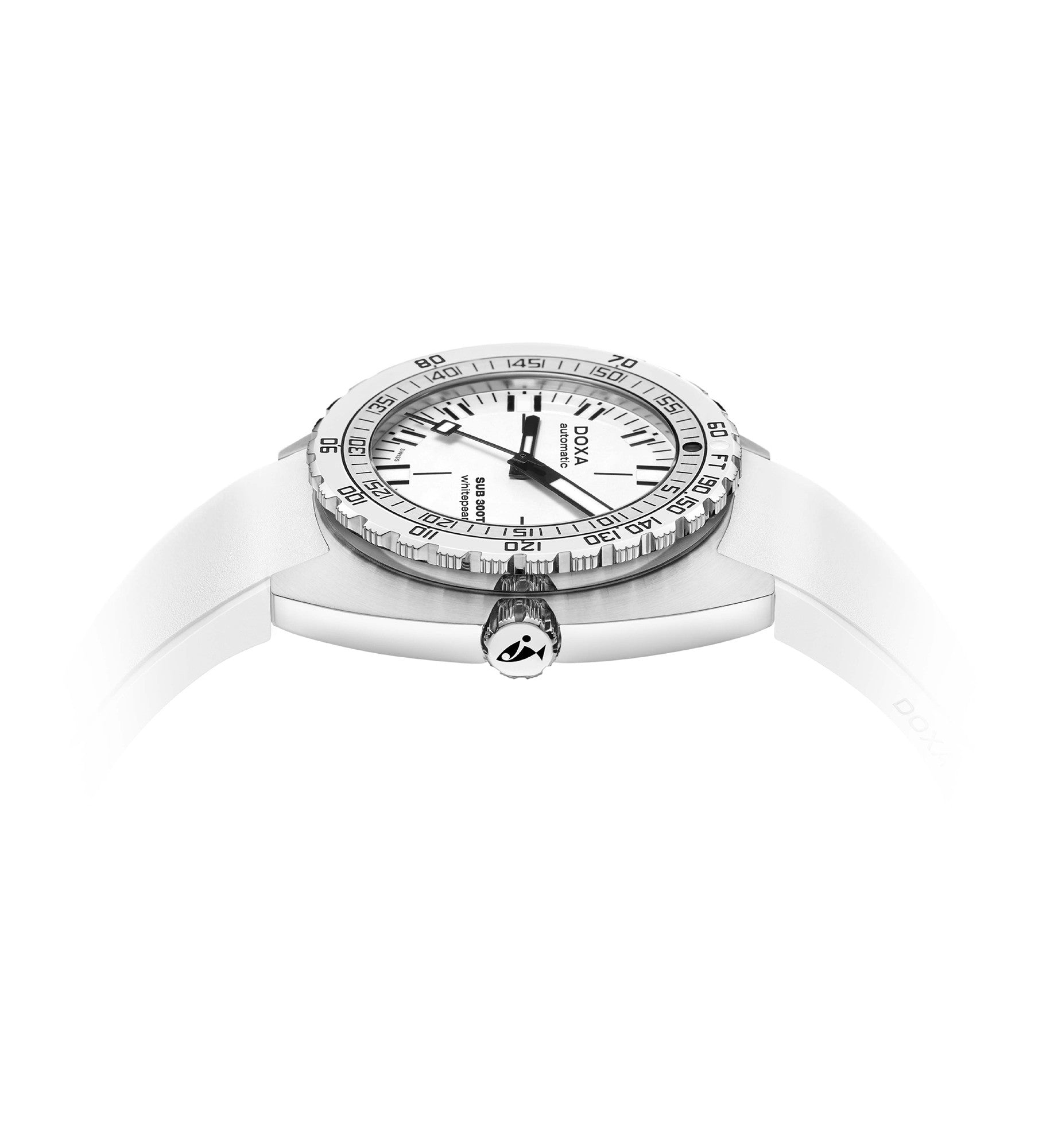 DOXA SUB 300T Whitepearl Vit & Gummiarmband 840.10.011.23