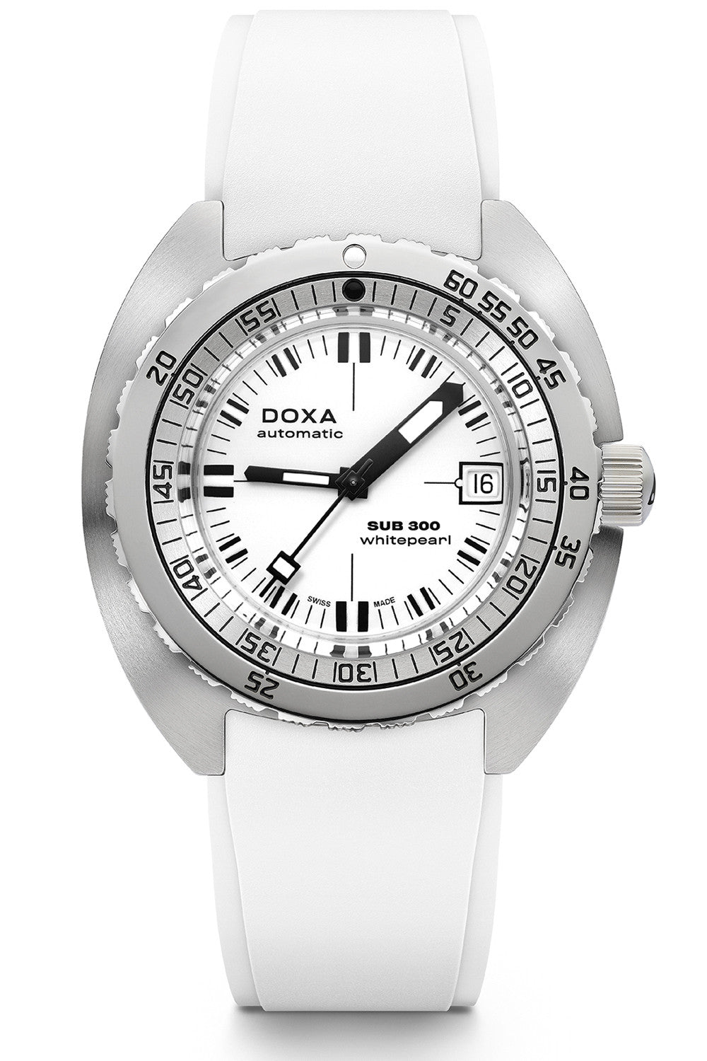 DOXA - Sub 300 Whitepearl White & Gummiband 821.10.011.23
