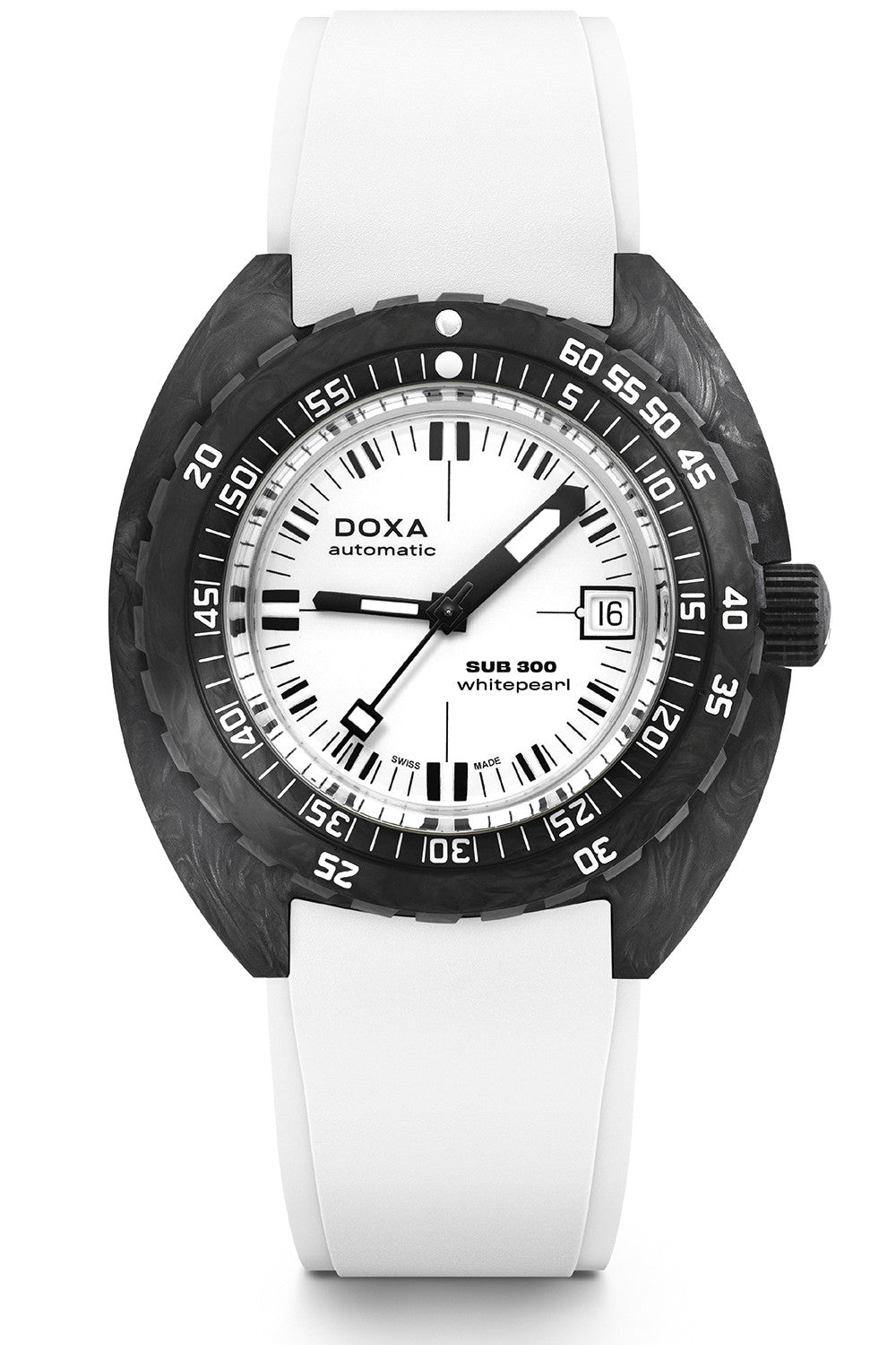 DOXA - Sub 300 Carbon Whitepearl White & Rubber Strap 822.70.011.23