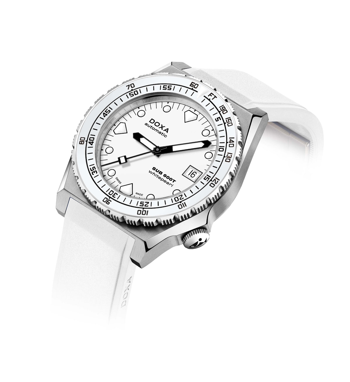 DOXA - Sub 600T Whitepearl Ceramic Inlay White & Rubber Strap 861.10.011.23