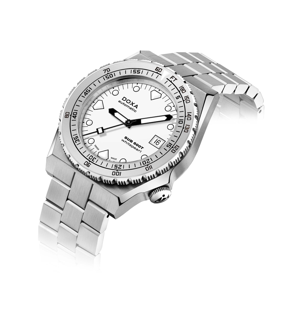 DOXA - Sub 600T Whitepearl Vit & Stållänk 862.10.011.10