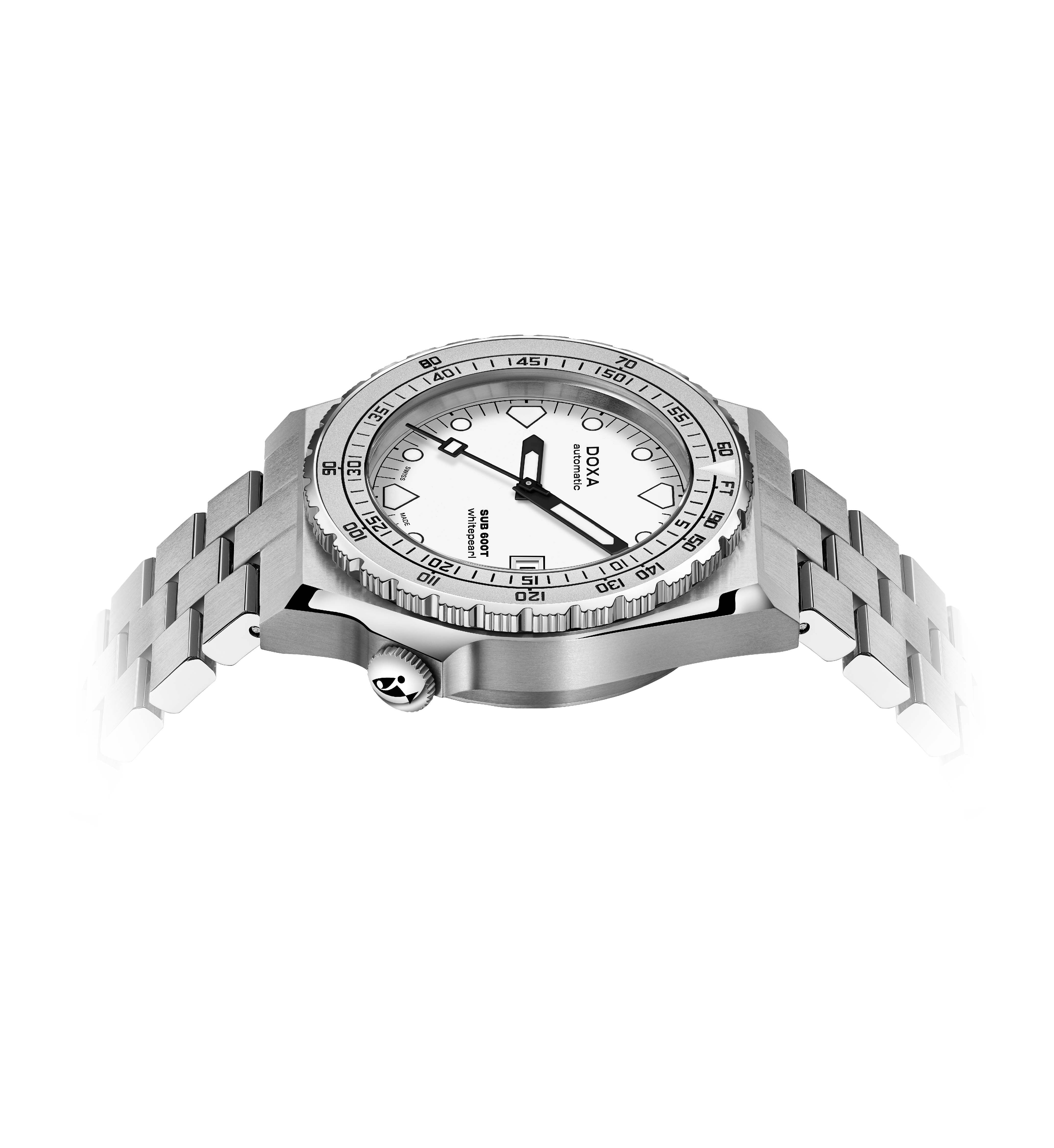 DOXA - Sub 600T Whitepearl Vit & Stållänk 862.10.011.10
