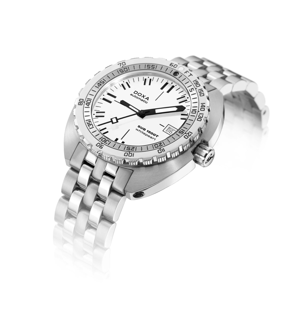 DOXA - Sub 1500T Whitepearl Vit & Stållänk 883.10.011.10
