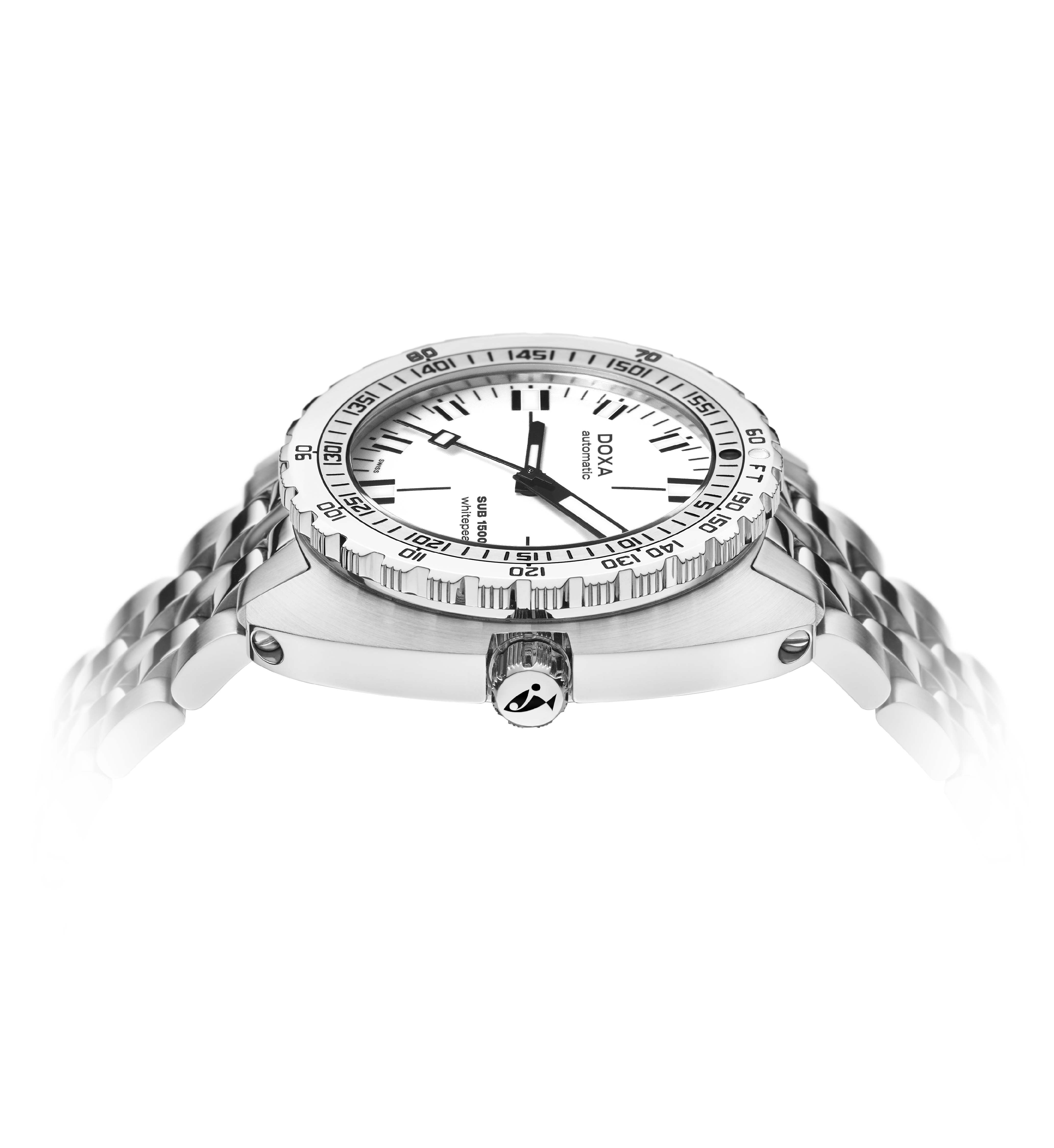 DOXA - Sub 1500T Whitepearl Vit & Stållänk 883.10.011.10