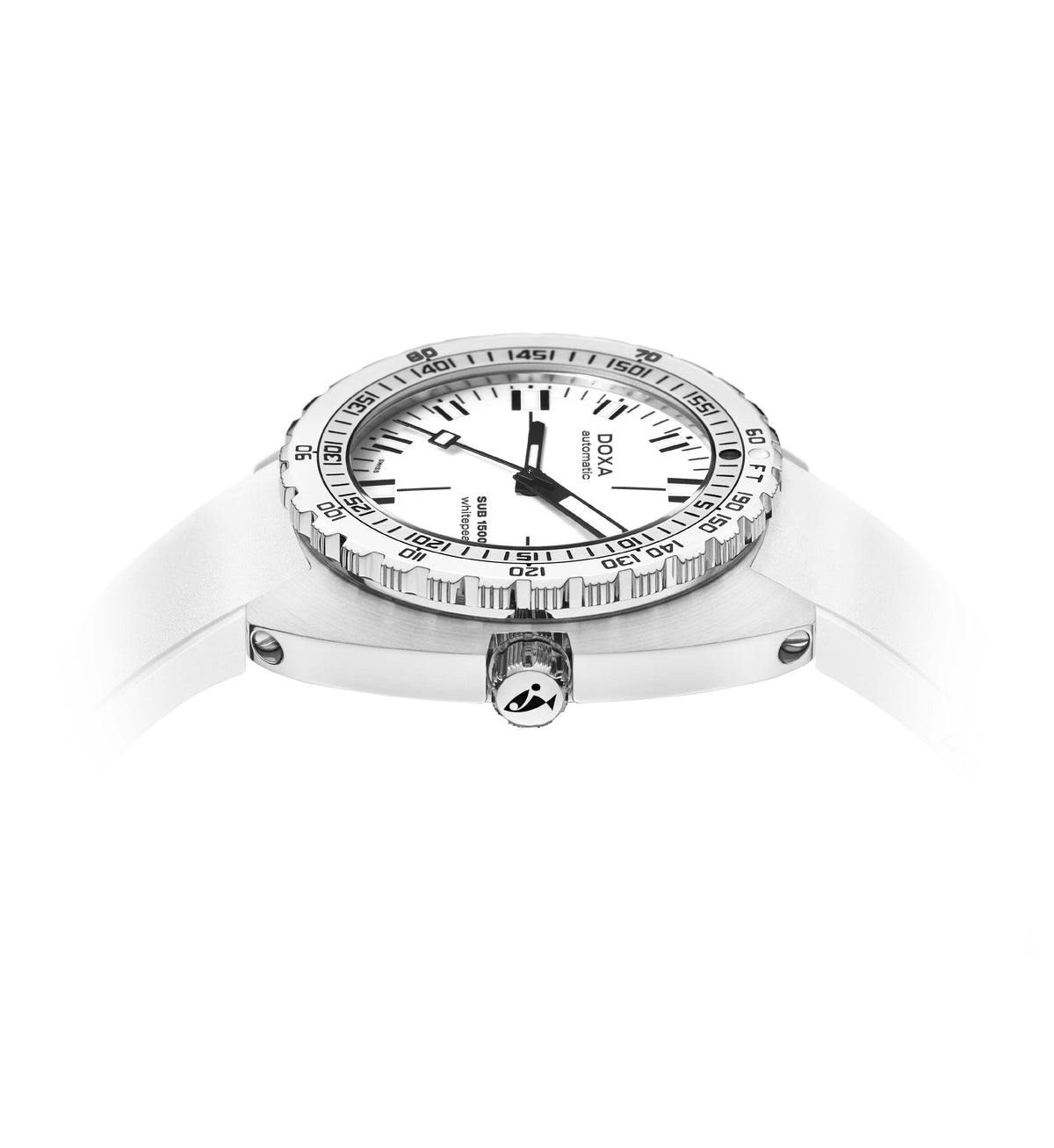 DOXA - Sub 1500T Whitepearl Vit & Gummiband 883.10.011.23