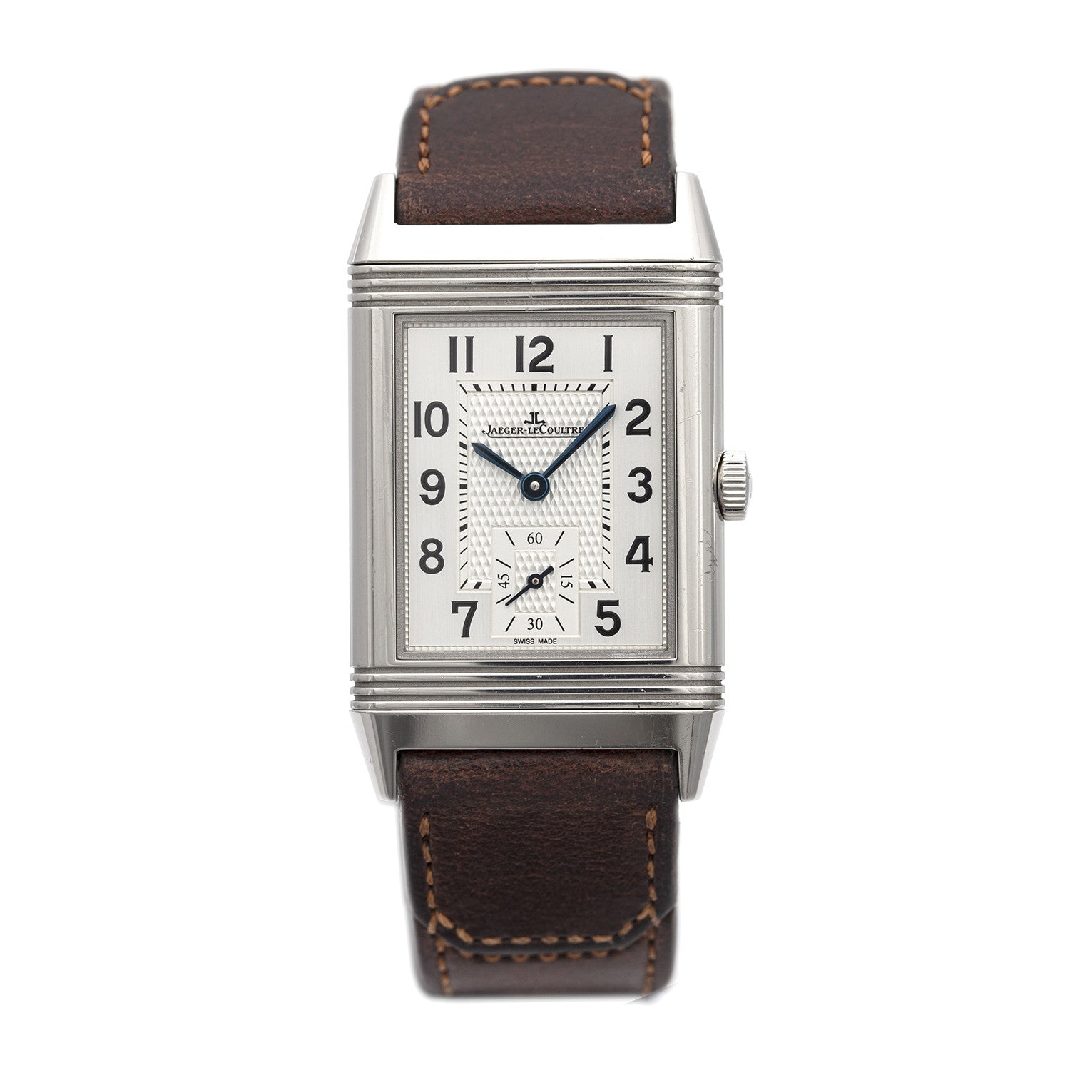 SÅLD – BEGAGNAD Jaeger-LeCoultre Reverso vit & läderarmband Q2438522