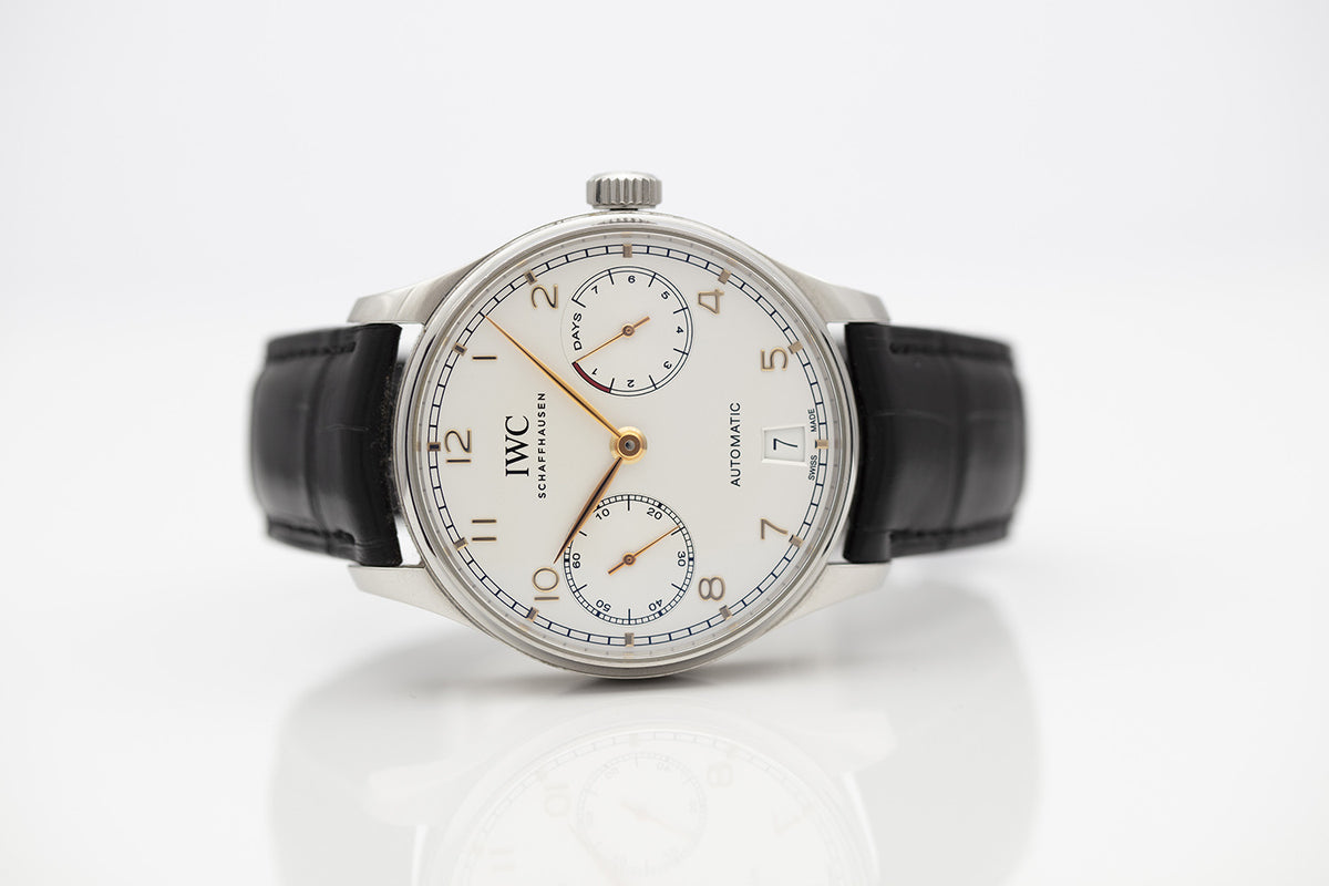 SÅLD - BEGAGNAD IWC Portuguese 7 Days Stål & Alligator Ref. IW500704