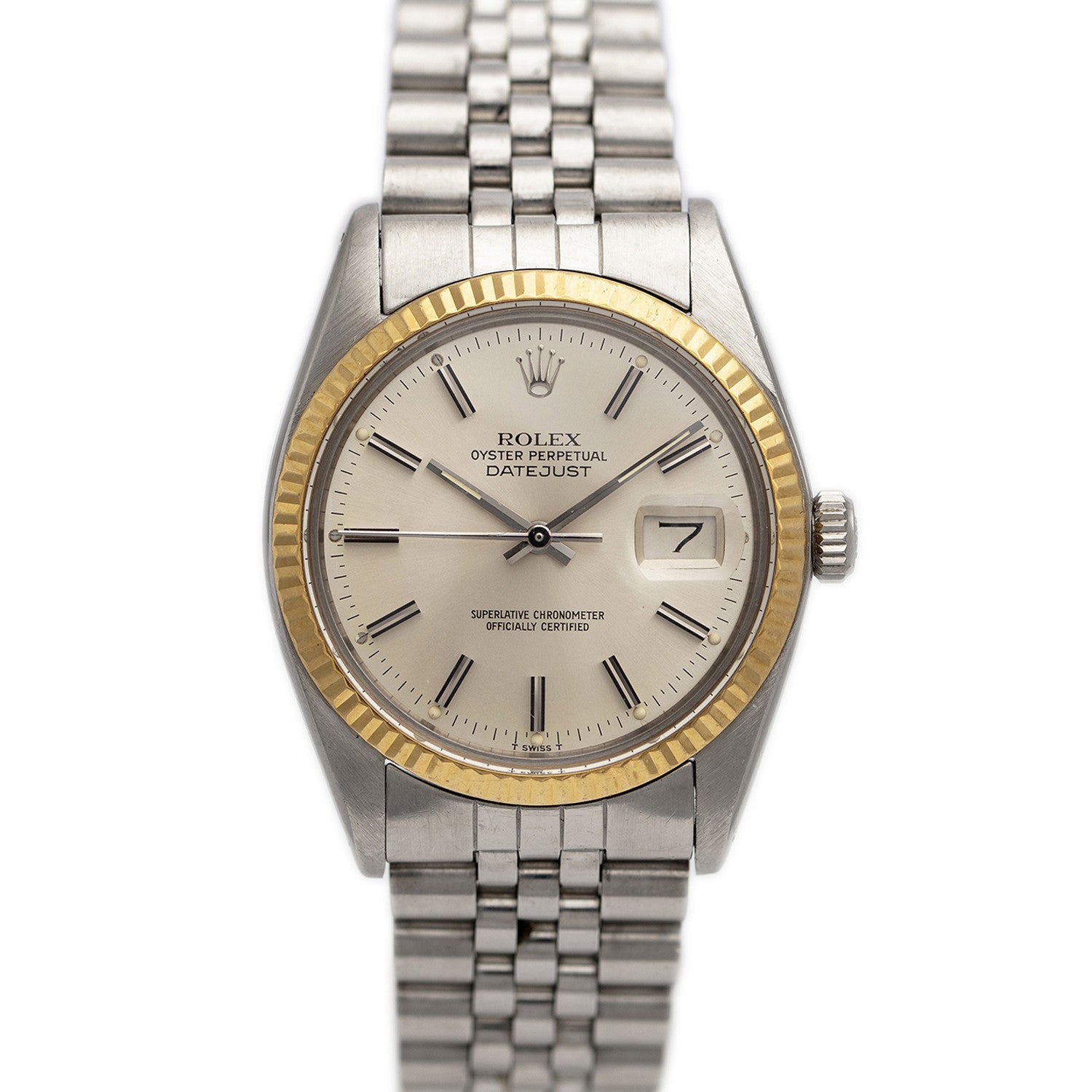 SÅLD - BEGAGNAD Rolex Datejust Grå 18k Bezel & Jubilee-länk 1979 Ref 1600
