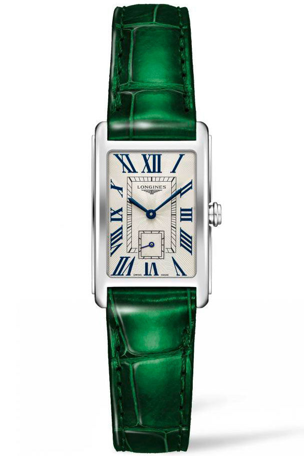 Longines - DolceVita 21mm Silver & Green alligator strap L5.255.4.71.A