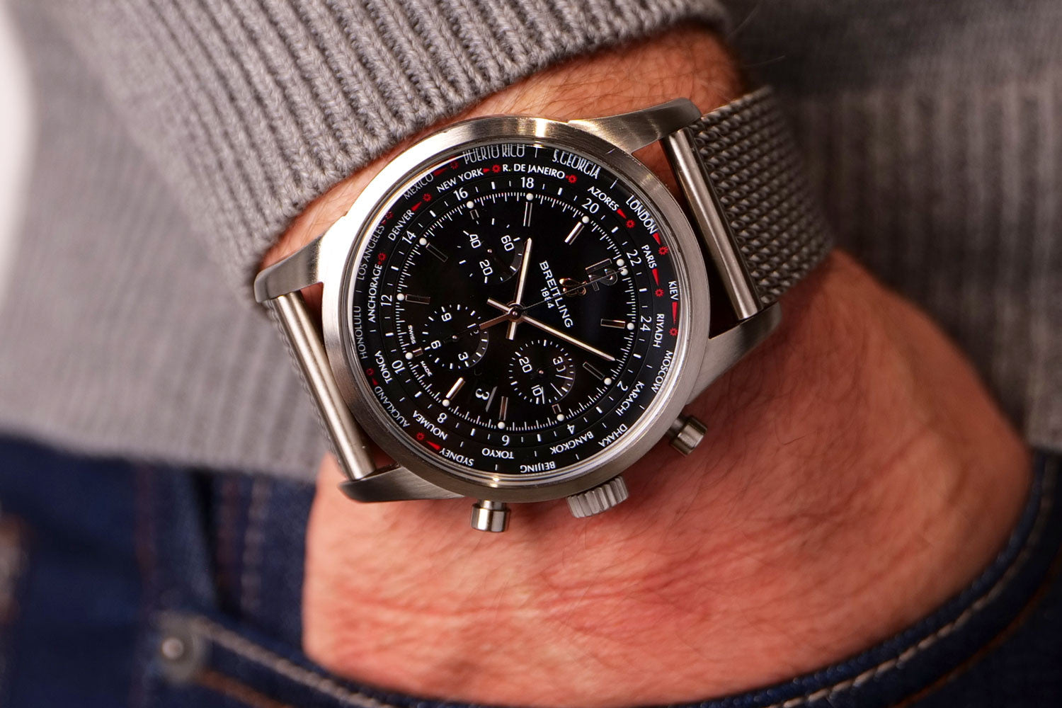 BEGAGNAD Breitling Transocean Unitime Pilot Svart & Armband AB0510U6/BC2
