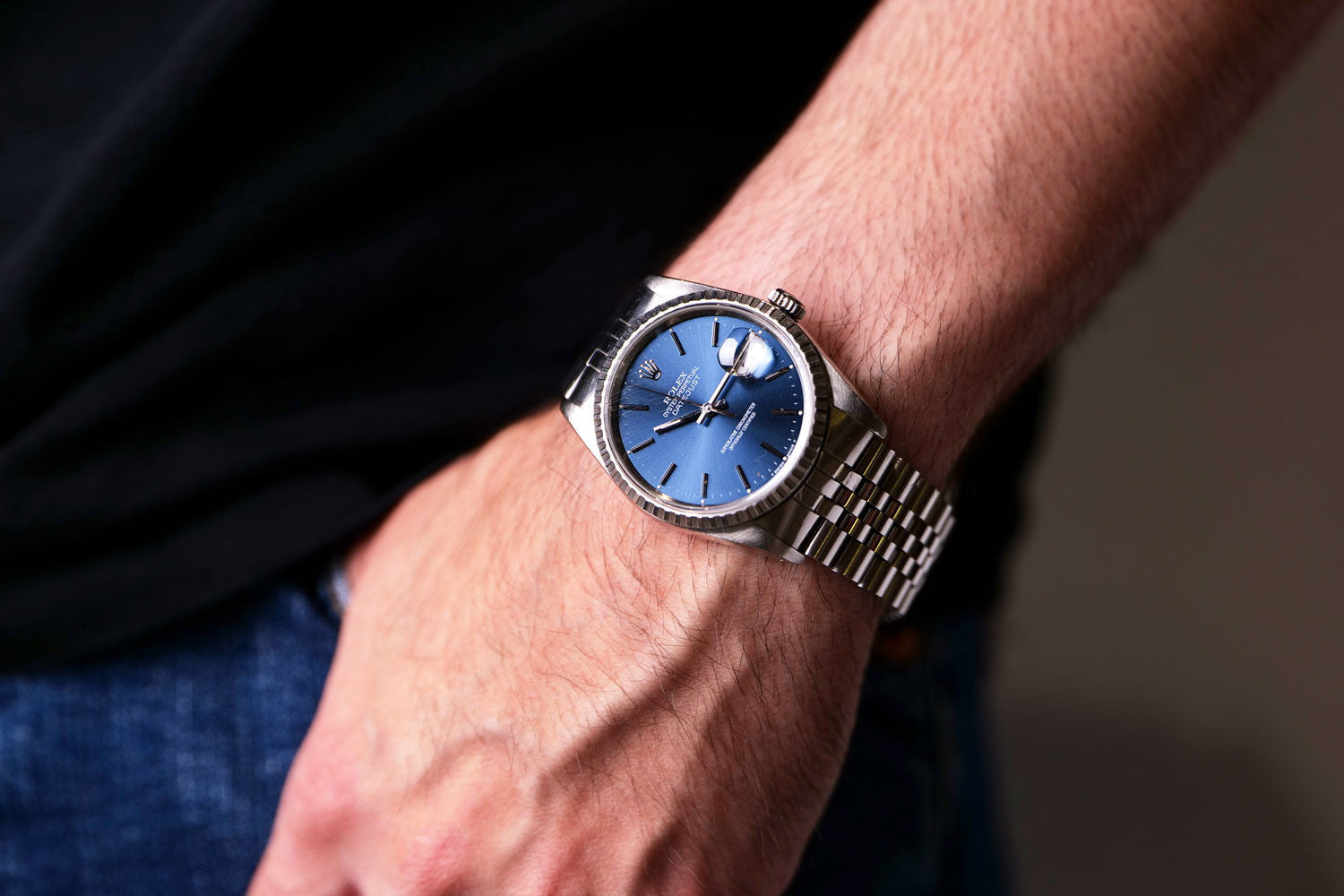 PRE-OWNED Rolex Datejust Blue & Jubilee Bracelet 1989 Newly Serviced Ref 16220