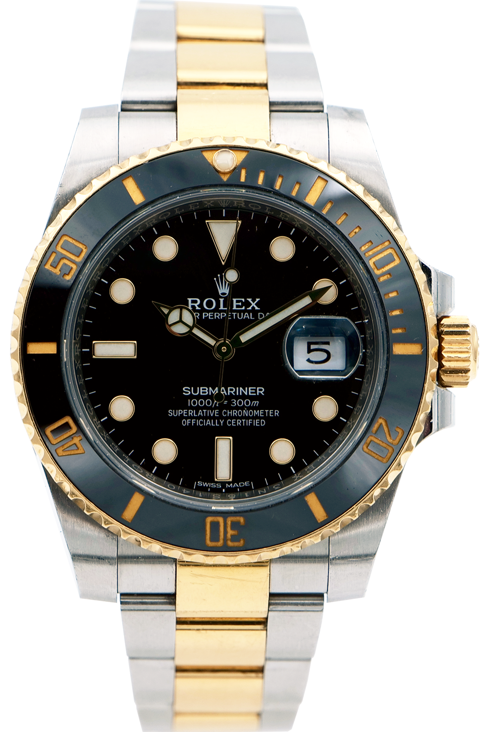 PRE-OWNED Rolex Submariner Date Black, Steel & Gold 116613L