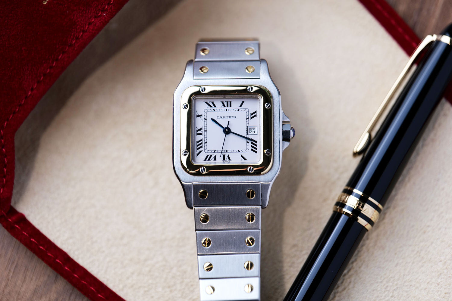 SOLD - PRE-OWNED Cartier Santos Galbee Gold & Steel 187901