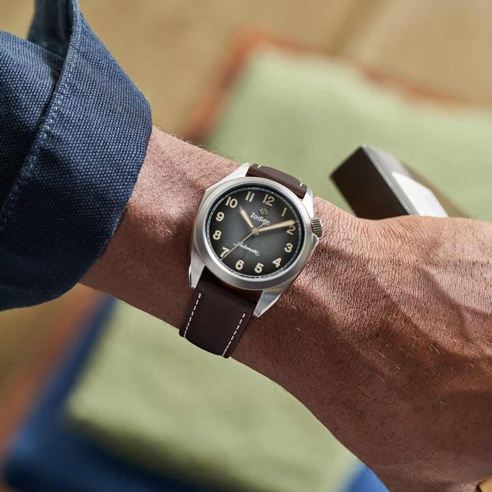 Zodiac Olympos STP 1-11 Swiss Automatic Three-Hand Brown Leather with Green dial ZO9713