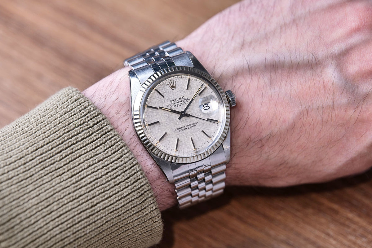 SÅLD-BEGAGNAD Rolex Datejust 36mm Linen Dial 16014