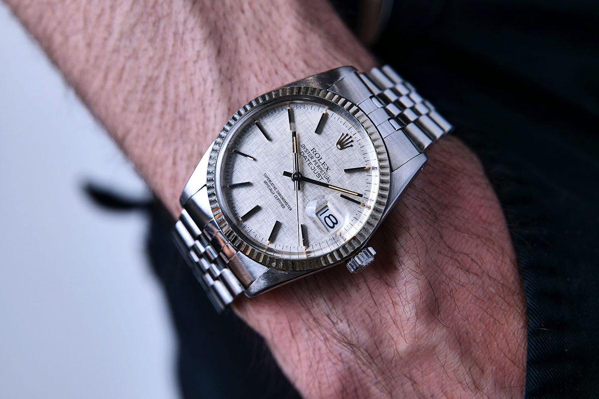 SÅLD-BEGAGNAD Rolex Datejust 36mm Linen Dial 16014