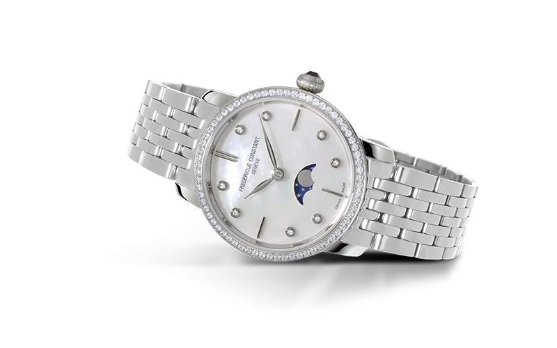 Frederique Constant Slimline Månfas Damklocka Diamant