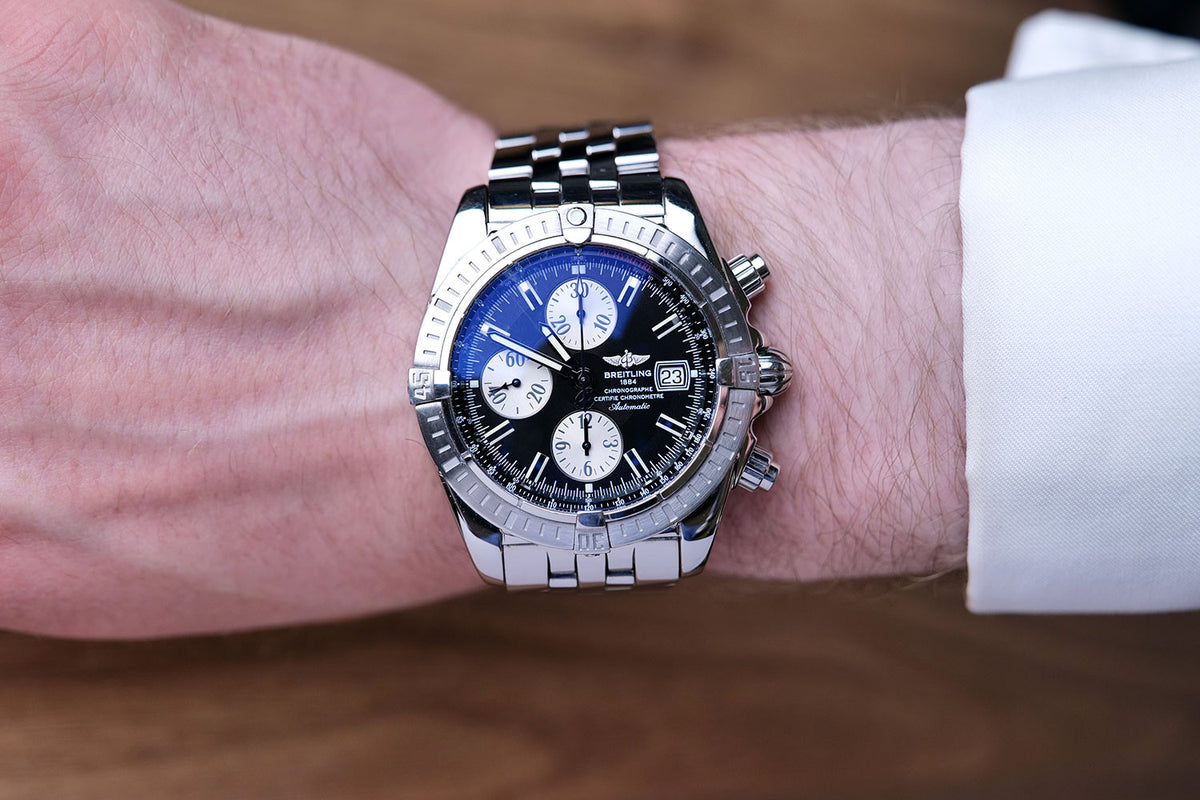 BEGAGNAD Breitling Chronomat Evolution 44mm Svart & rostfritt stål A13356