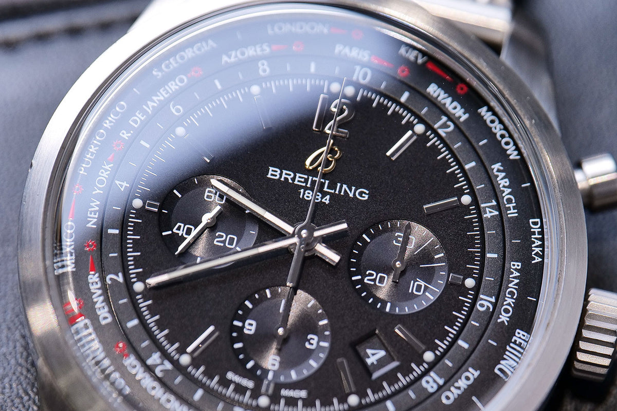 BEGAGNAD Breitling Transocean Unitime Pilot Svart & Armband AB0510U6/BC2