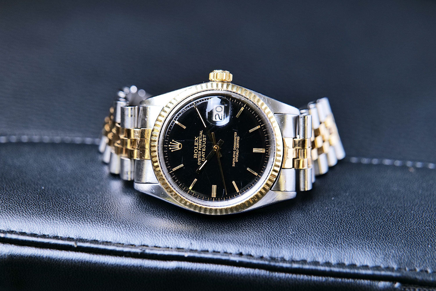 BEGAGNAD Rolex Datejust 36mm svart & jubileum tvåfärgad 1601
